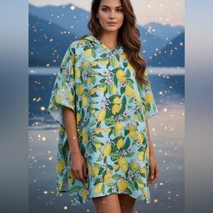 Vera Bradley Lemon Grove Rain Poncho Foldable Pocket Wrist Large-Extra Large NWT